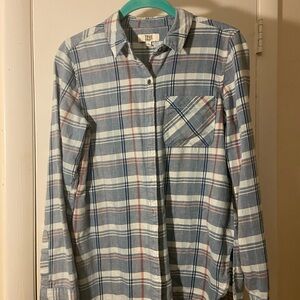 True Craft Blue and White Plaid Button Down Shirt